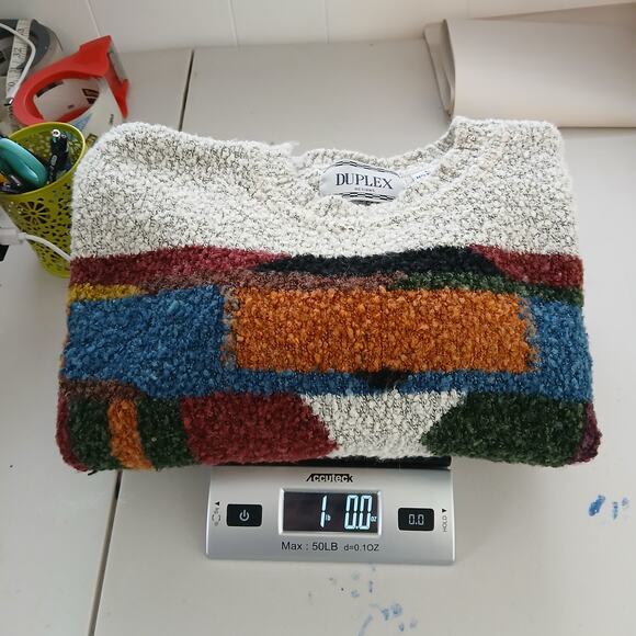 Vintage Duplex Print Wool Sweater Mens LG Grandpa Cabincore Fishermen Heritage - Picture 10 of 10